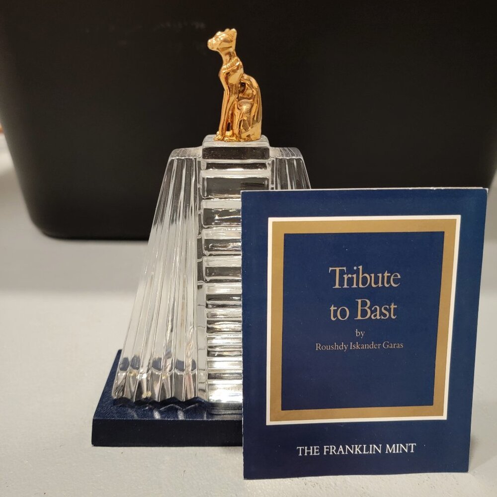 Tribute to Bast Sculpture by Roushdy Iskander Gara-Austrian Crystal and 24 kt G!